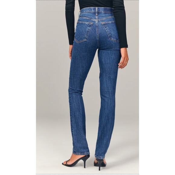 Abercrombie Ultra High Rise 90s Slim Straight Jeans Womens Size 32 / 14 New - Picture 4 of 13